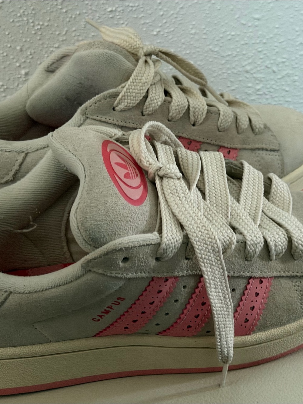 adidas Women's Suede Sneakers in Off-White and Pink